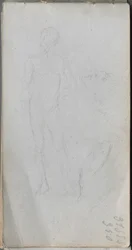 Cuaderno de bocetos, página 100: Figura desnuda, de perfil