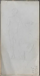 Cuaderno de bocetos, página 100: Figura desnuda, perfil