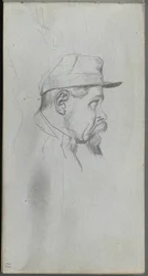 Cuaderno de bocetos, página 13: Busto de un hombre de perfil