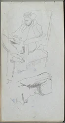 Cuaderno de bocetos, página 24: Figura masculina sentada