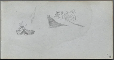 Cuaderno de bocetos, página 25: Estudios de Figuras en Barcos