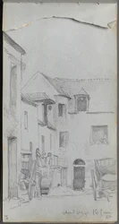 Cuaderno de bocetos, página 39: Escena de calle