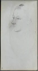 Cuaderno de bocetos, página 45: Rostro de mujer, vista 34