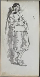 Cuaderno de bocetos, página 46: Figura masculina de pie