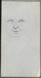 Cuaderno de bocetos, página 59: Estudio de un rostro