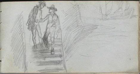 Cuaderno de bocetos, página 64: Figuras en una escalera