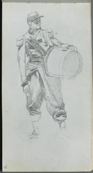 Sketchbook, page 79: Soldier with Drum