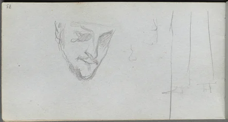 Cuaderno de Bocetos, página 83: Estudio de una Cara, Piernas