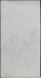 Cuaderno de bocetos, página 90: Estudio de caballos, Perfiles