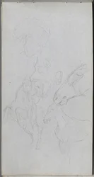 Cuaderno de bocetos, página 90: Estudio de caballos, perfiles