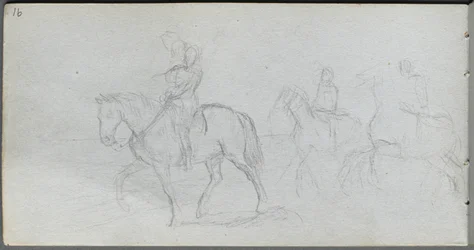 Cuaderno de bocetos, página 91: Figuras a caballo