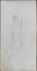 Cuaderno de bocetos, página 92: Dos desnudos