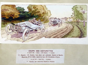 Carreras de autos: corte de carros en 1907