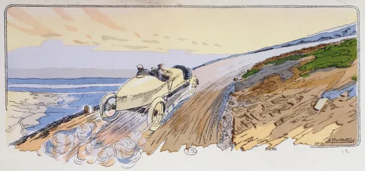 Henri Rougier en su Lorraine-Dietrich compitiendo en el rally del Mont Ventoux en 1904, c.1910