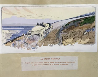 Carreras: en Mont Ventoux - dibujo de Ernest Montaut (1878-1909)