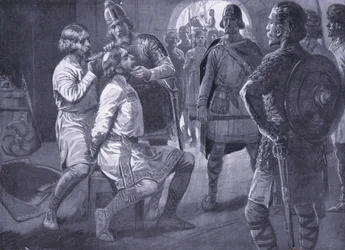Ceowulf, Rey de Northumbria, siendo forzado a raparse AD731