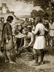Pagando renta en tiempos sajones, ilustración de 