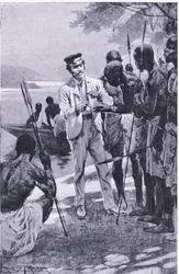 Ganando amistad con un reloj (ilustración de Cassells Romance of Famous Lives, c.1940)