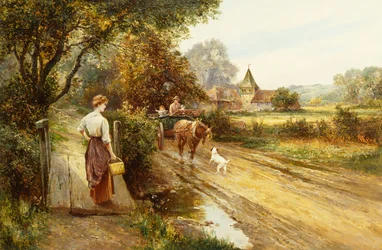 Un encuentro en el camino, c.1900 (óleo sobre lienzo)