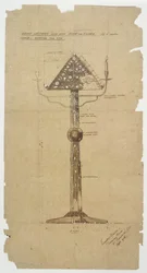 Diseño para Atril de Ébano con Incrustaciones de Hueso y Plata para la Iglesia de San Andrés, Roker 1906