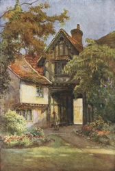 Puerta del Hospital de San Juan (litografía en color)