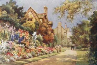 The Cottages, Worcester College Gardens (litografía en color)