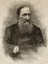 El poeta Jozef Ignacy Kraszewski (1812-1887) en Ginebra el 19 de marzo, grabado de Ernesto Mancastroppa a partir de una foto de Romarolo, de L