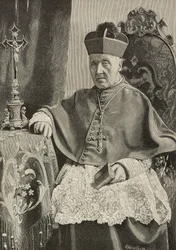 Retrato de Luigi Nazari de Calabiana (1808-1893), político italiano y arzobispo de Italia, grabado de Ernesto Mancastropa según foto de Ganzini y Gabriel, de L