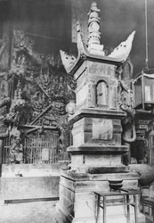 O mi shan, Wan nien sze, Szechuan, Pagoda de las Reliquias en el "Monasterio de la Eternidad" (foto b/n)