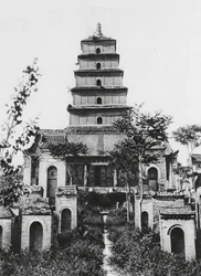 Sianfu, Ta yen ta, Shensi, Gran Pagoda del Ganso Salvaje (foto en blanco y negro)