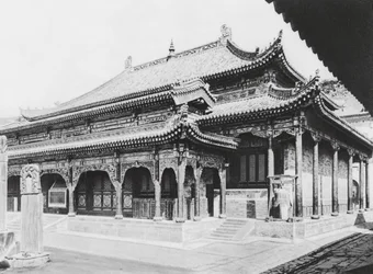 Wu tai shan, Hien tung sze, Shansi, Gran Sala de Oración (foto en blanco y negro)
