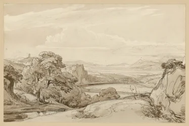 Paisaje en el lago de Nemi cerca de Genzano