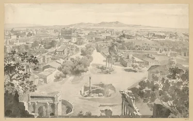 Vista noroccidental de Roma desde la torre del Capitolio