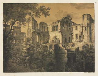 Seis vistas del castillo de Heidelberg: parte occidental