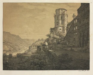 Seis vistas del Castillo de Heidelberg: Patio, en la entrada, 1820