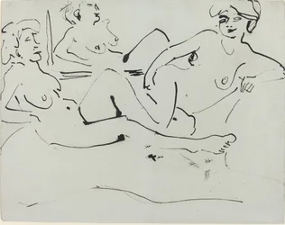 Dodo y una mujer mayor reclinada ante un espejo, 1909