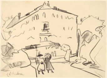 Casas en Dresde con Personas Paseando, 1909