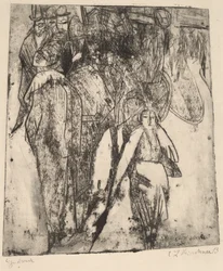 Escena de calle con un ómnibus, 1914