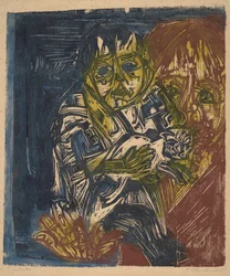 Mujer con un Niño y un Gato, 1919