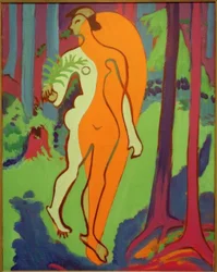 Desnudo en naranja y amarillo