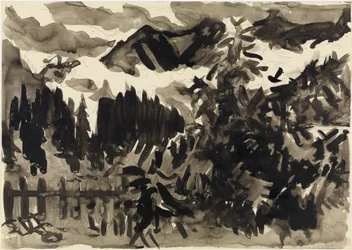 Paisaje alpino (niebla en las montañas)