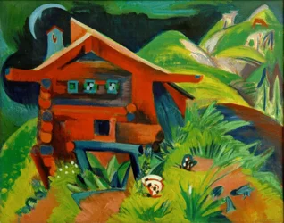 Cabaña alpina; Casa roja alpina
