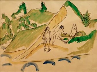 Bañistas en el lago Moritzburg