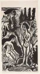Bañistas en rocas. 1921