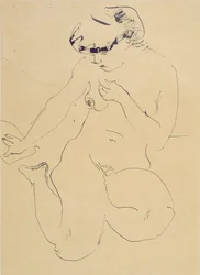 Desnudo agachado