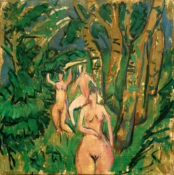 Tres desnudos en el bosque