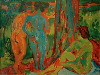 Tres desnudos en el bosque