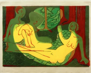 Tres desnudos en el bosque
