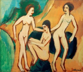 Tres bañistas en la playa