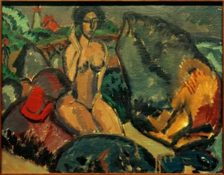 E.L.Kirchner, bañistas entre piedras